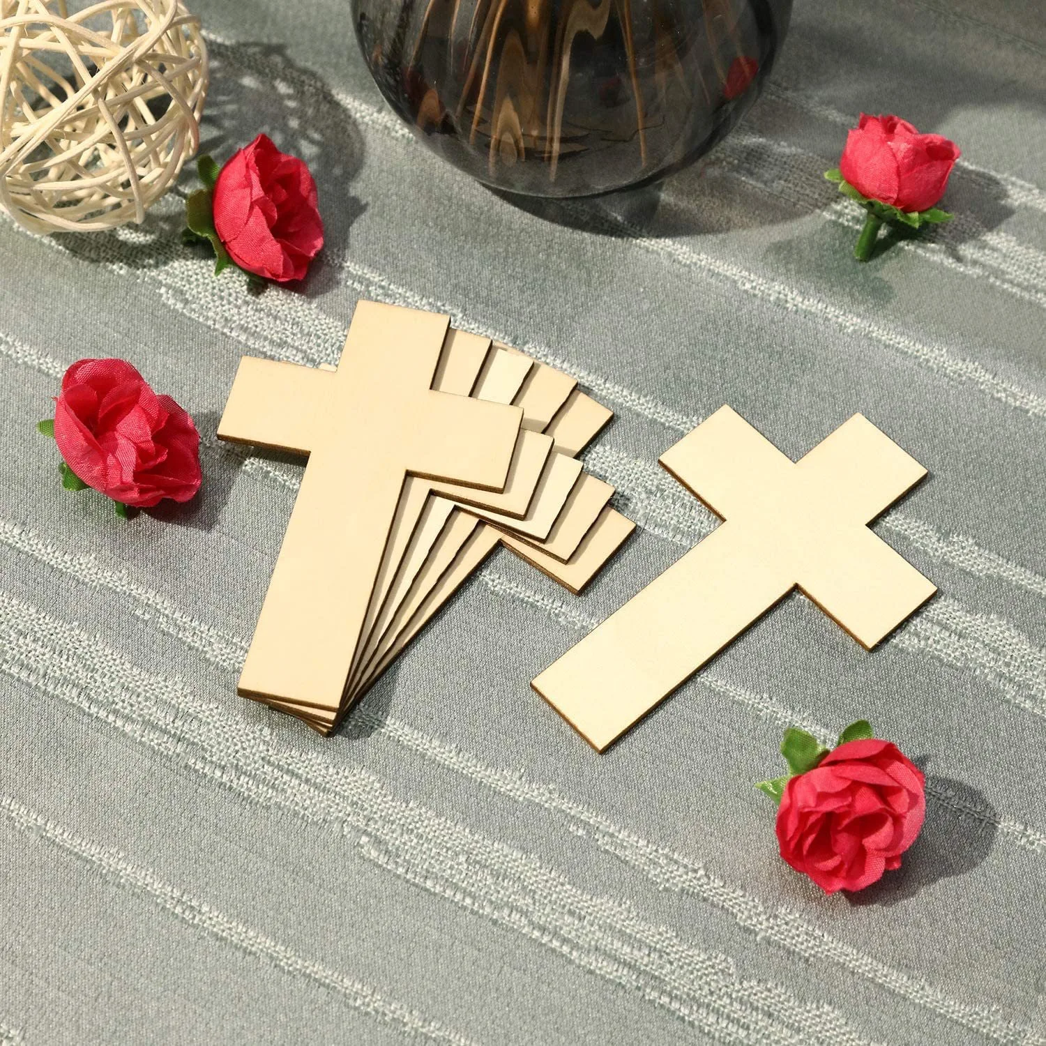 

10 Pcs DIY Graffiti Cross Wooden Chips Painting Kid Drawing Cards Painting Chips Cutouts Easter Halloween Decor Wooden Crafts