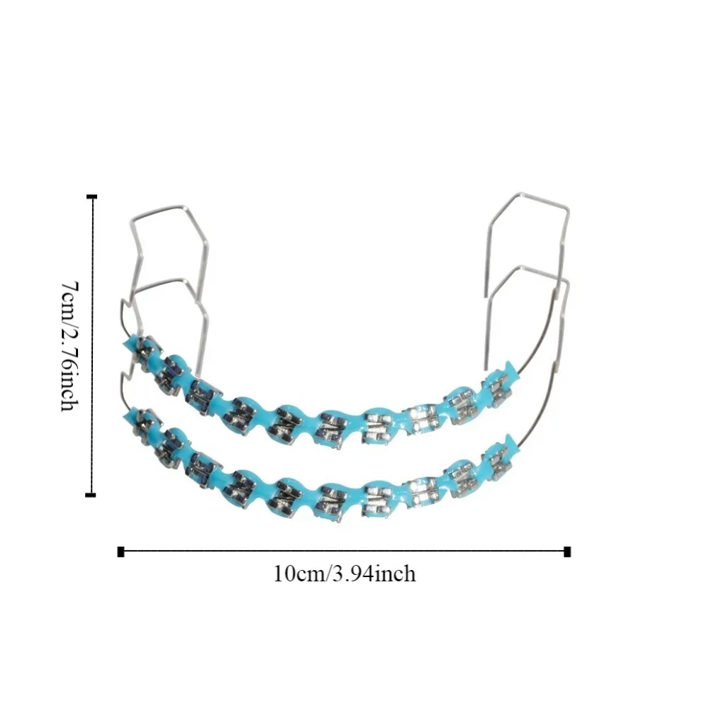 1 زوج الملونة زخرفة الأسنان المؤقتة مع الأسلاك المعدنية زينة الأسنان تقويم الأسنان روابط الأوعية الدموية الأقواس الأقواس وهمية