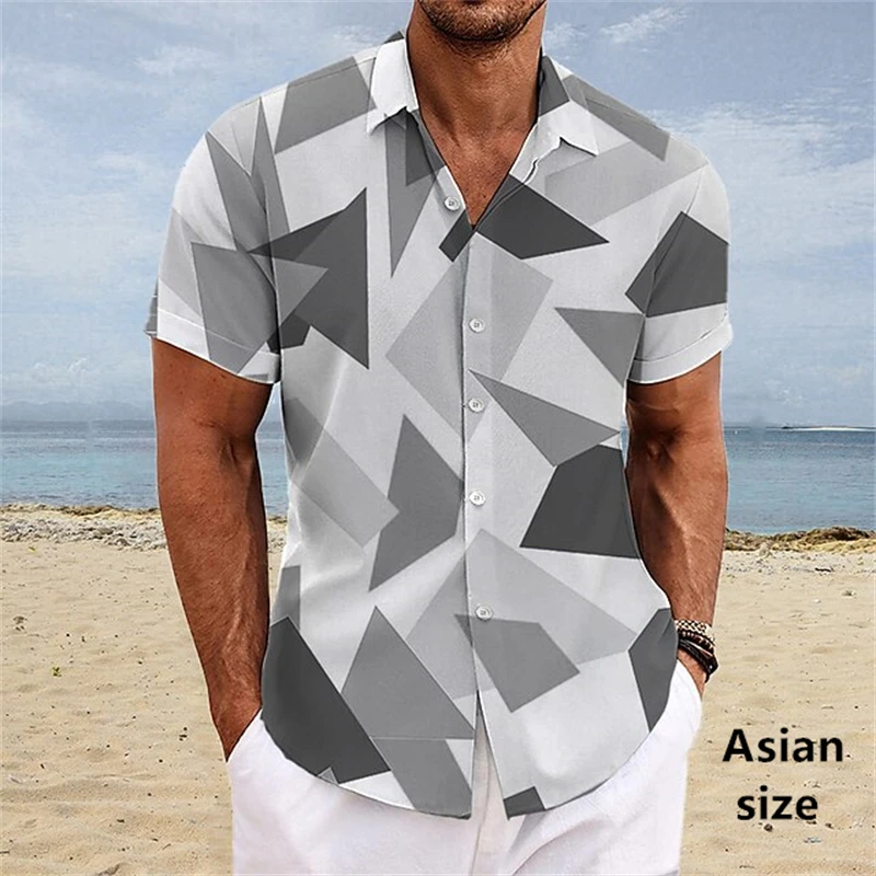 

Men's Geometric 3D Printed Short Sleeve Shirt Hawaiian Beach Casual Personality Tops Summer Fashion Steetwear Men Women Blouse