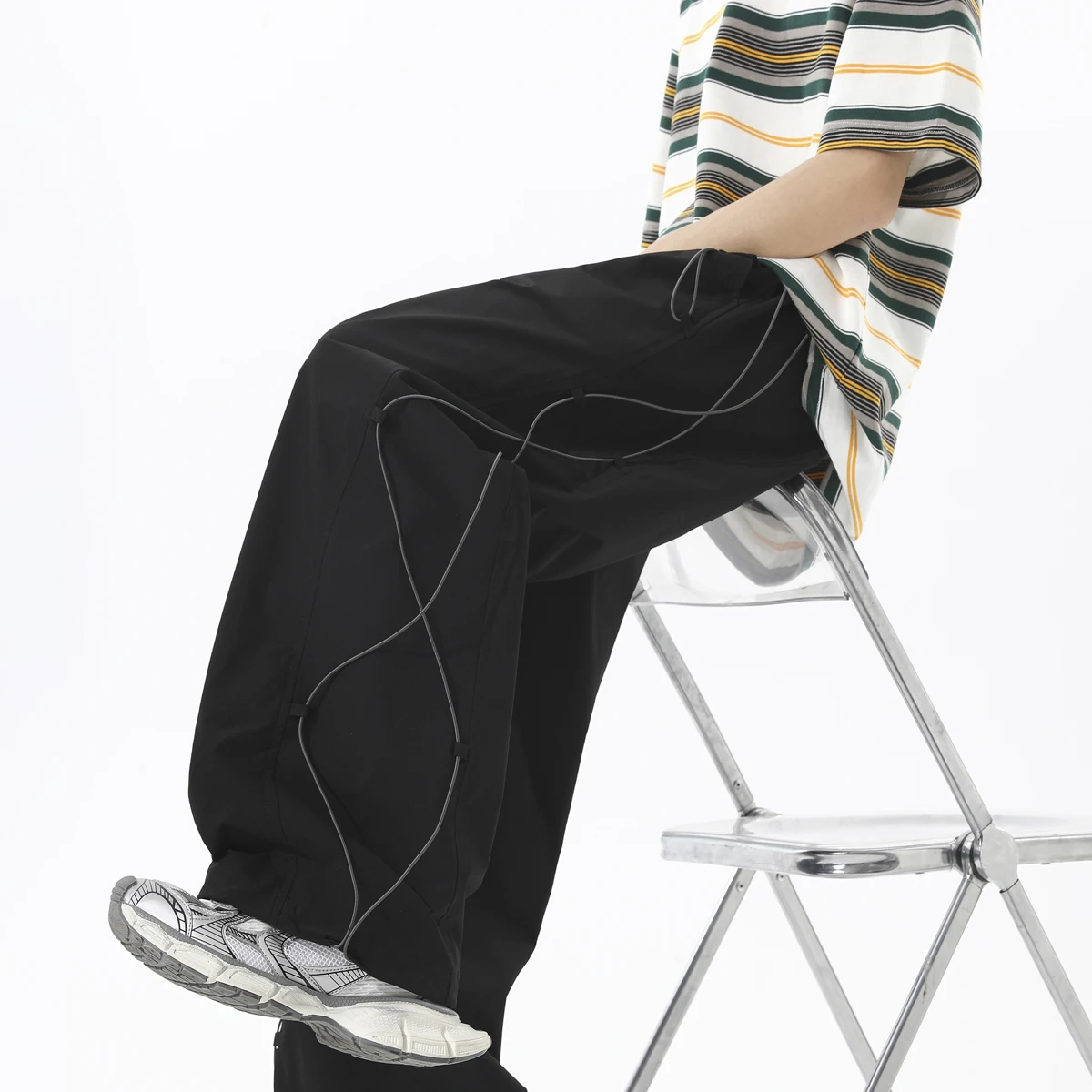 

LAPPSTER Side Striped Baggy Streetwear Sweatpants Men Casual Loose Wide Leg Oversize Japenese Joggers Clearance Sale Items
