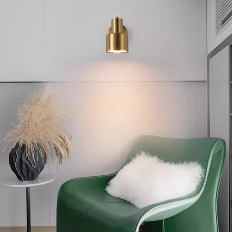 Modern Copper Wall Lamp with EU Power Cord Switch Warm White Sconce Lamp For Livingroom Bedroom Restroom Indoor Loft Stair Light