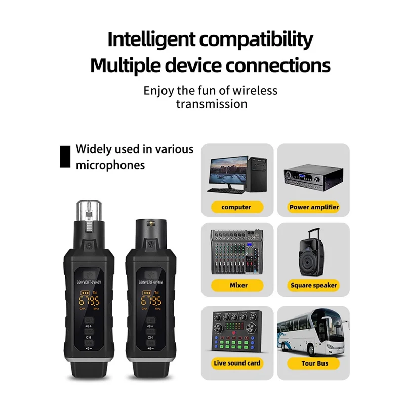 Y67A-Nuovo condensatore 48V Adattatore XLR Ricevitore trasmettitore microfono wireless per microfono dinamico Mixer audio per chitarra
