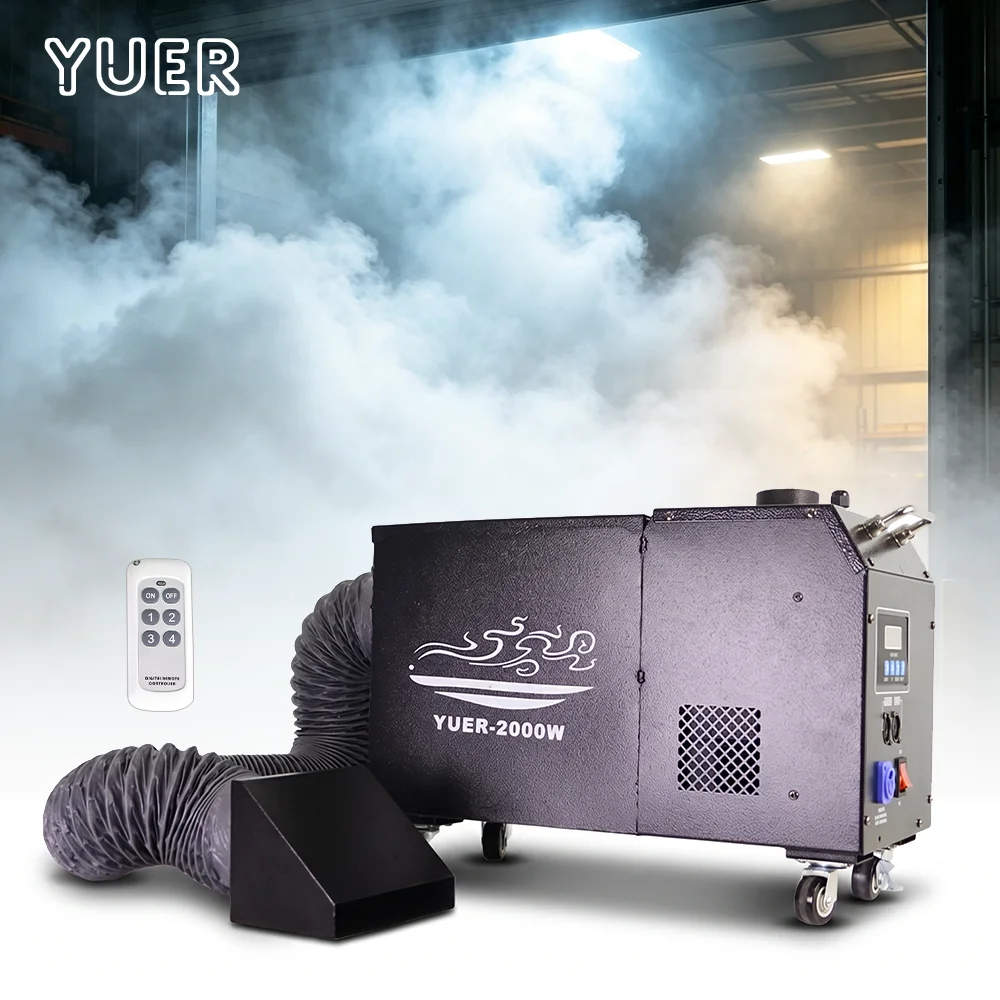 YUER 2000W Single Head Water Mist Machine Stage Smoke Fog Machine Equipment Remote Control DMX512 For DJ Disco Wedding Club Stag