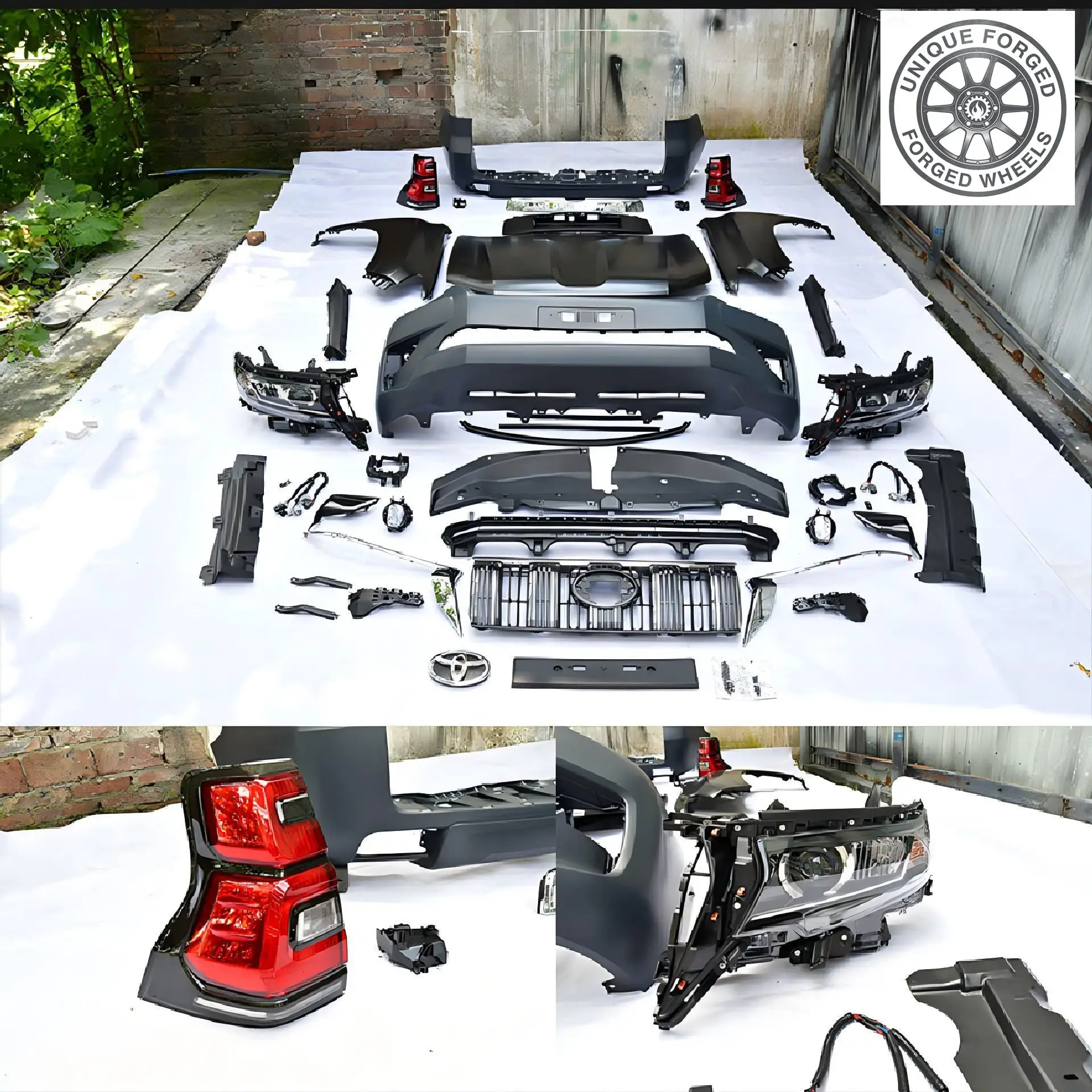 

Car Body Kits for Prado 2010-2017 Convert to 2018-2020 Car Upgrade Parts Bumpers Grille Headlight Hood