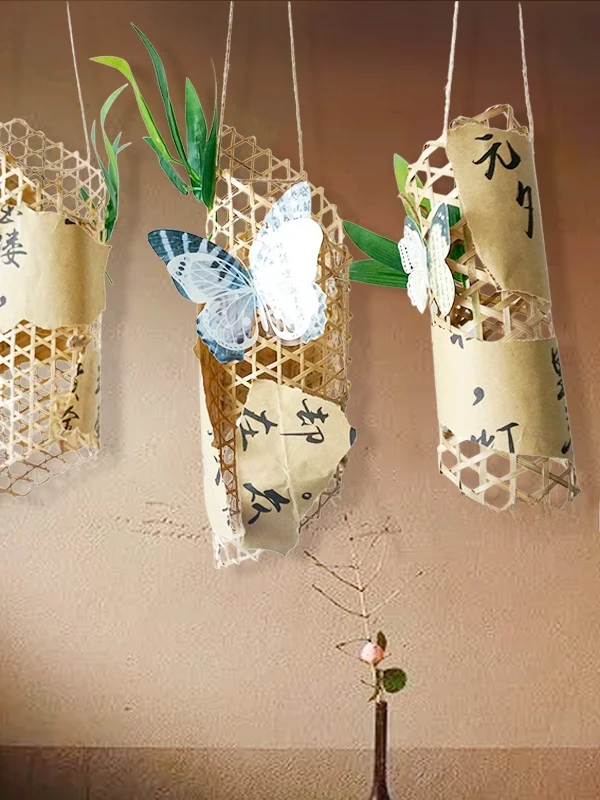 Handmade Bamboo Weaving Calligraphy Artwork Wall Hanging Decorations for Kindergarten Corridor Creative Indoor Decoration