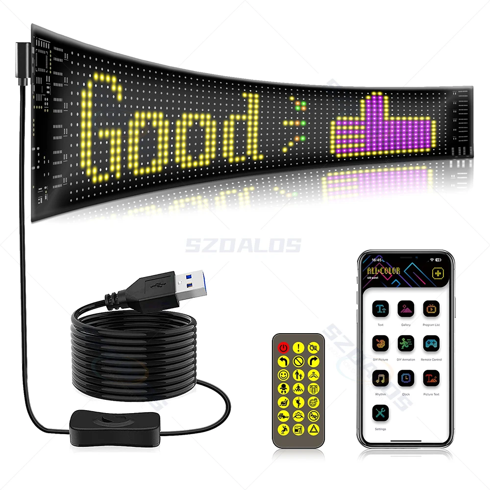 

LED Scrolling Text Pattern Animation Car Sign Display Screen App Control LED Matrix Panel Board for Truck