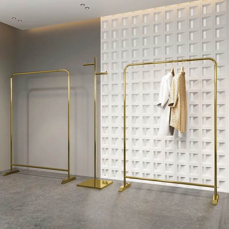 Clothing store display rack Floor-to-ceiling stainless steel titanium hanging clothes rack Nakajima display rack for women's