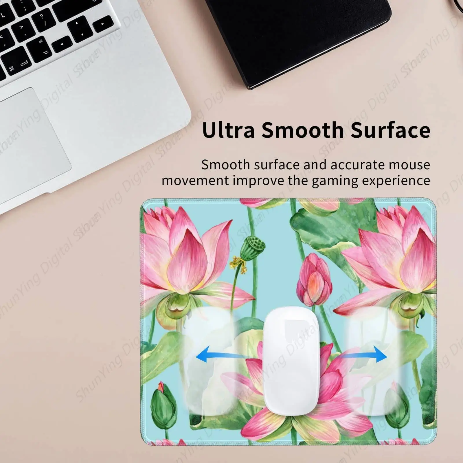 Lotus Plant Leaf Mouse Pad Anti Slip Rubber Base Mouse Pad Suitable For Gaming Office Laptops 18*22cm