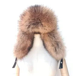 Genuine Sheep Leather Winter Warm Real Fox Fur Cap With Earflap For Men  Hat Thick Female and Male Fashion Winter Earcap Caps