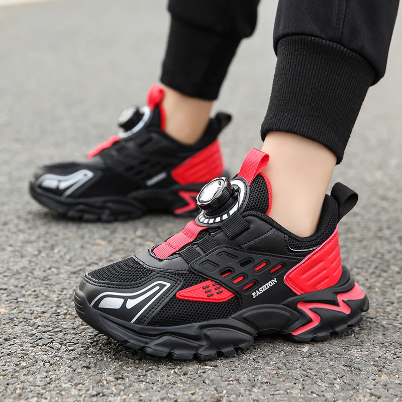 BoysMesh Shoes 2024 New Children Sports Shoes Mesh Breathable Medium and Large Children Lightweight Student Girls Trendy Shoes