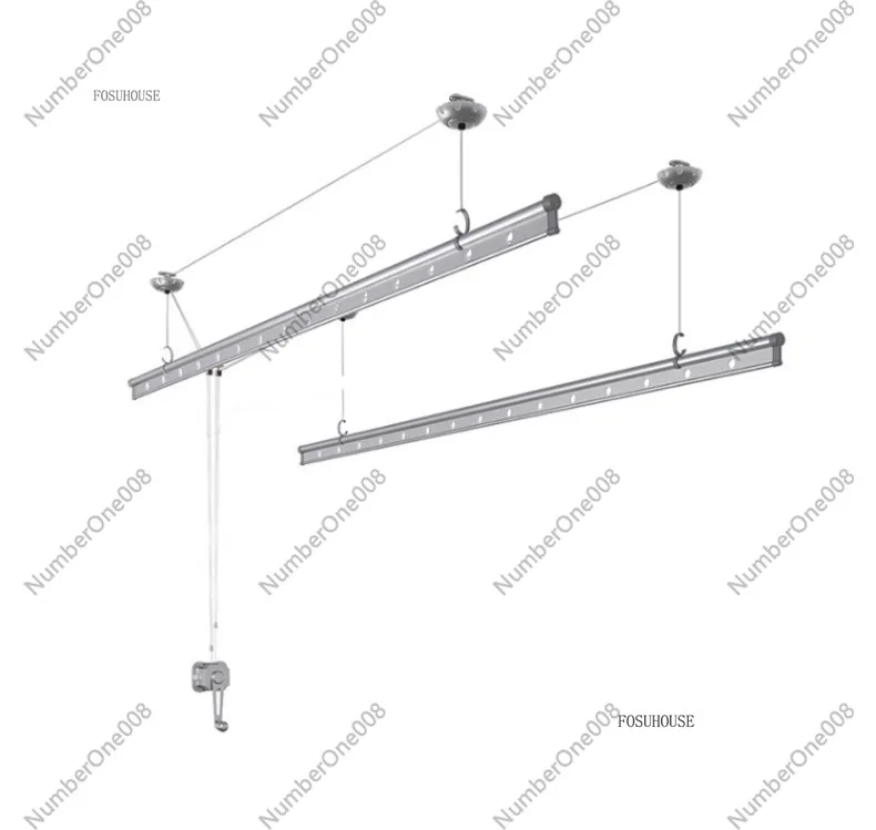 Modern Liftable Clothes Dryer for Dormitory Hand-Cranked Double-Pole Drying Rack Creative Metal Laundry Drying Rack for Balcony