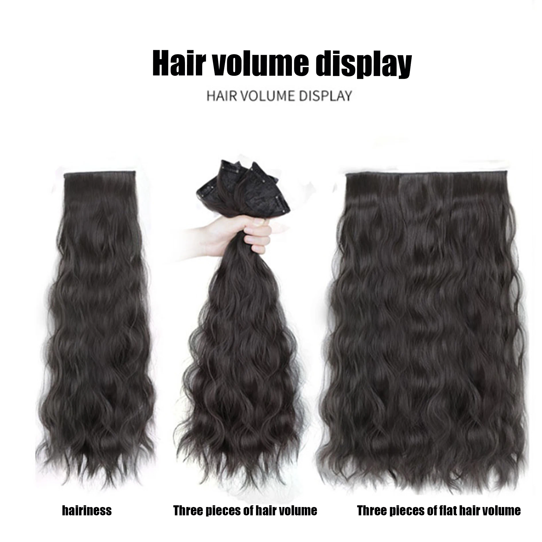 Synthetic Heat Resistant 20 Inch (24 Inch) Hair Replacement Add Volume Hair Extension Pieces Water Ripple Natural Wigs