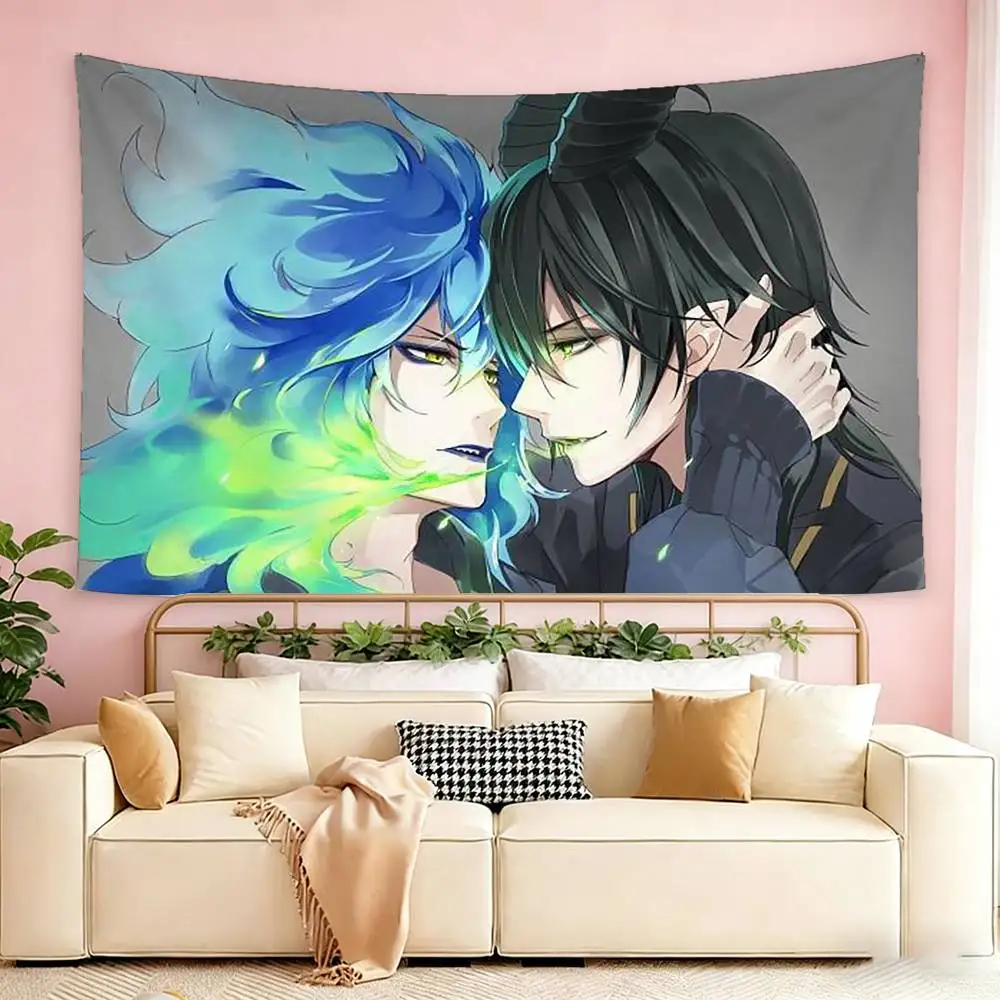 T-Twisted Wonderland Malleus Idia  Flags Wall Hanging Tapestry Outdoor Garage Room Decorative flag Background Blanket