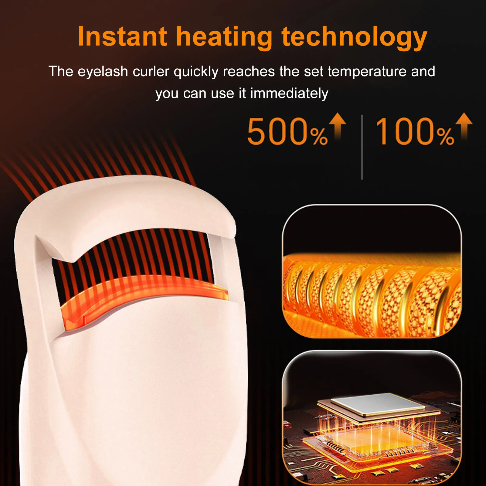 Electric Eyelash Curler Cordless Heated Eyelash Curler Fast Heat Wide Angle Electric Lash Curler 2 Temperature Settings