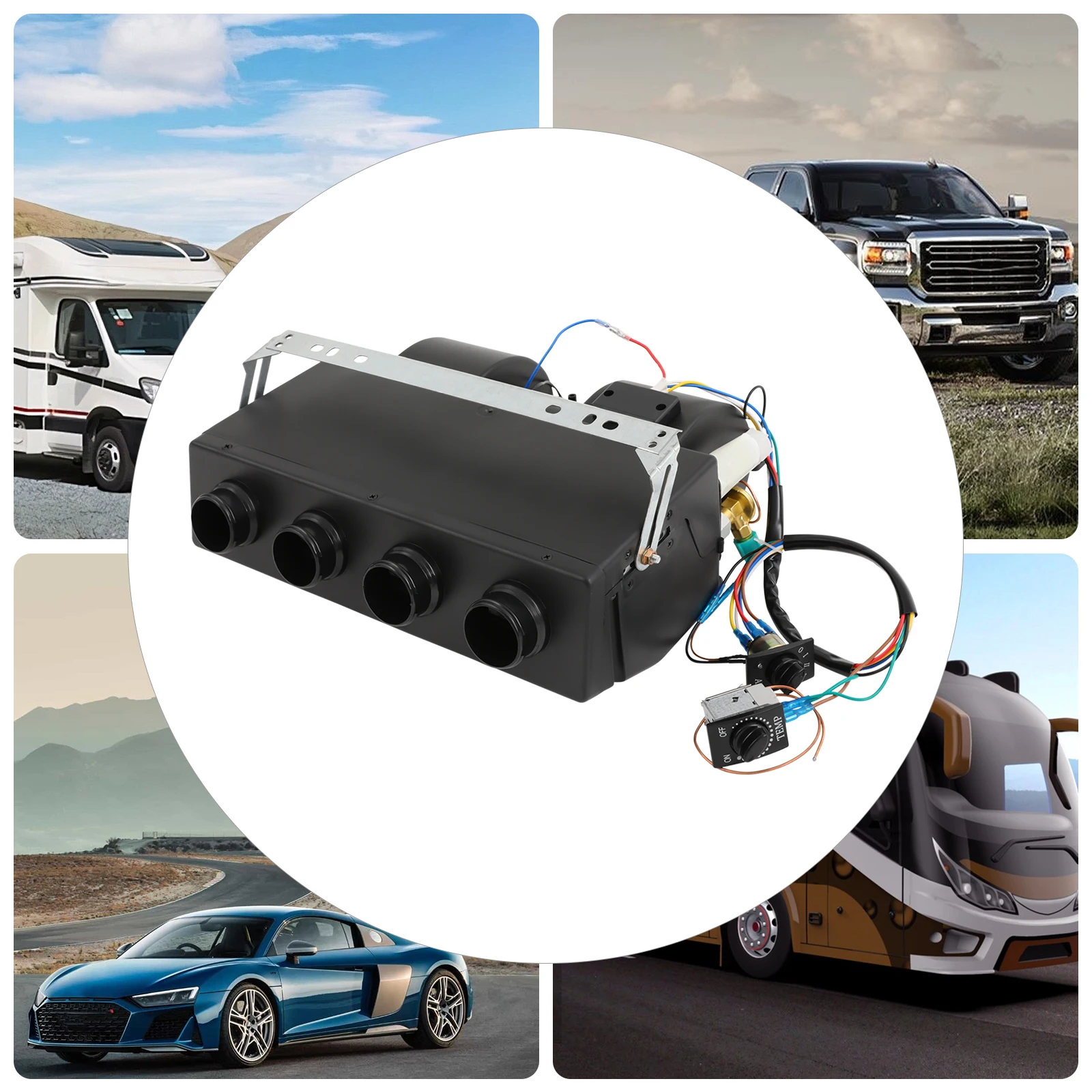 Evaporatore universale per aria condizionata per camion RV - 4 prese d'aria Raffreddamento a 3 velocità per il comfort delle cabine di trasporto a lunga distanza