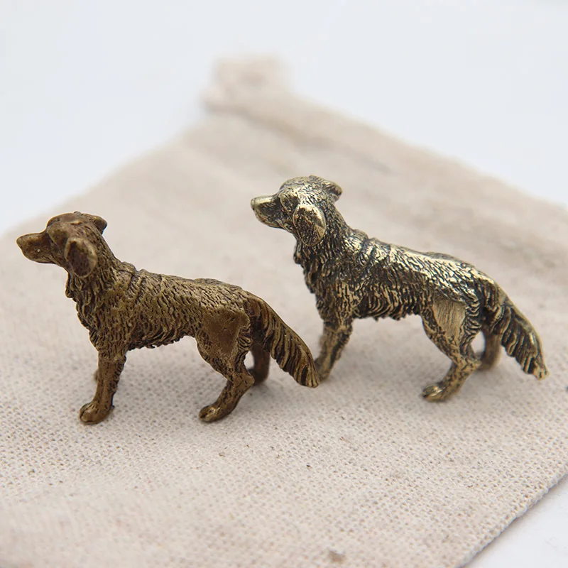 Antique Bronze Statue Lucky Dog Pure Copper Desktop Animal Ornaments Handmade Vintage Brass Hound Home Decorations Accessories