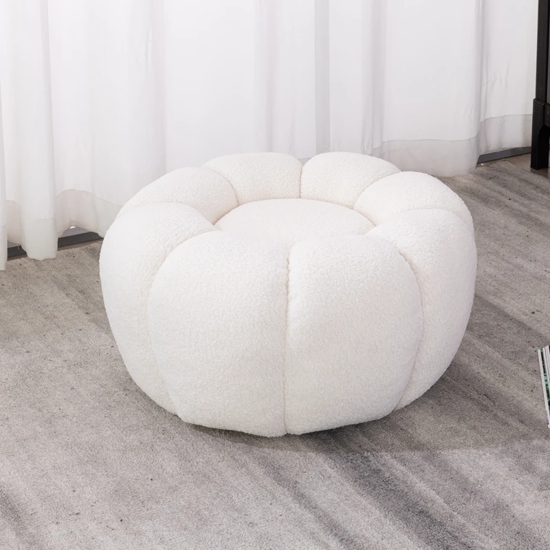 

Pumpkin sofa low stool footstool sofa stool simple modern lamb wool single adult children round shoe changing