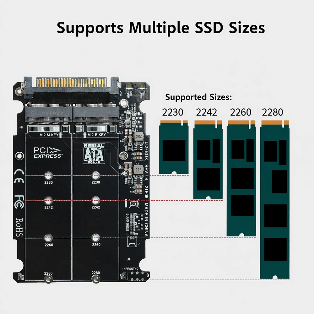 PCIE3.0 NVME NGFF to U.2 Adapter Card SFF8639 U2 External Hard Drive Box Solid-state M.2 for PC Computer M.2 SSD to U.2 Adapter