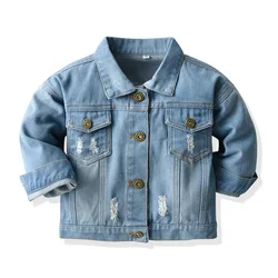 Classic Kid Toddler Baby Boys Fall Unisex Denim Jean Coat Cowboy Overcoat Jacket Children Girl Lapel Long-sleeved Casual Outwear