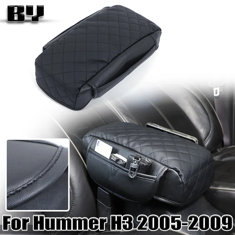 

Кожаная накладка на подлокотник для Hummer H3 2005-2009, защитный чехол для центральной консоли с карманом для хранения, подушка для подлокотника