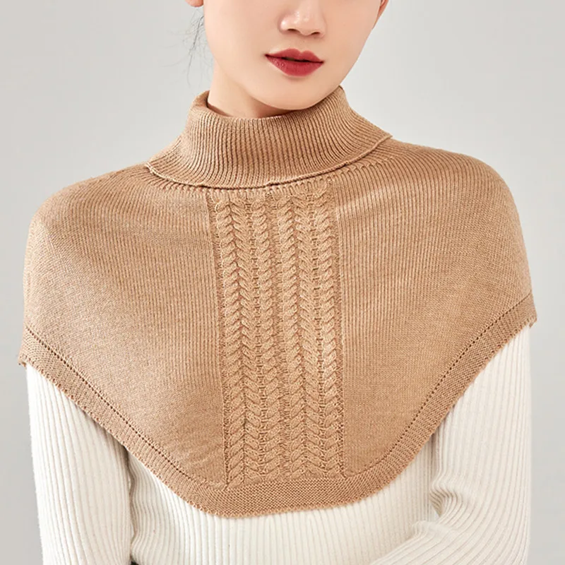 

Шерстяной осенне-зимний шарф с высоким воротником, шаль на голову, теплый жилет, защита плеч, шейный отдел позвоночника, холодный сон, искусственный воротник