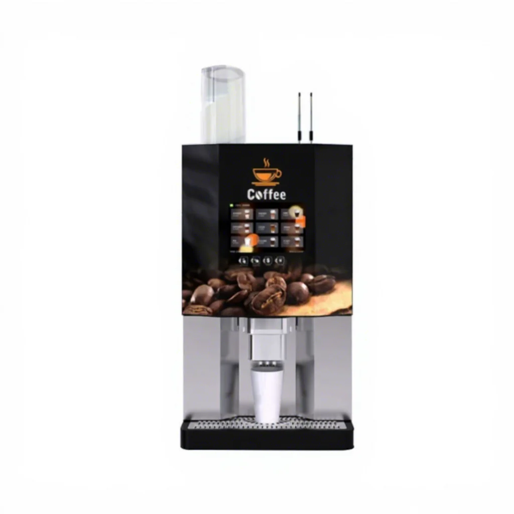

Коммерческий кофейный автомат с приемом монет, 4 контейнера для готовых горячих напитков, латте, прямой LED-дисплей