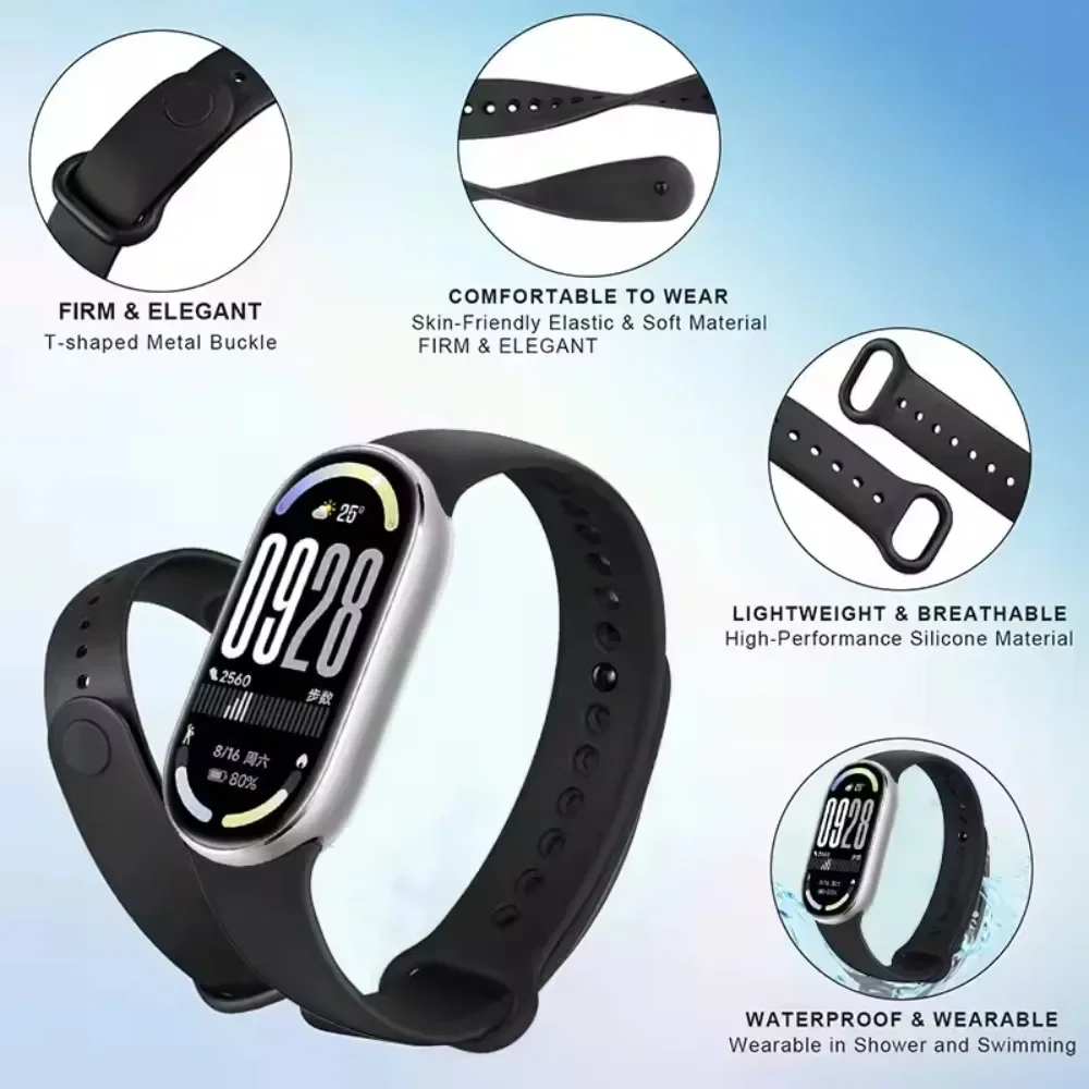 Case+Silicone Strap Kit For Xiaomi Band 10 9 8 Screen Anti-fall Protective Shell For Mi Band 10 Sport Soft Adjustable Wristband