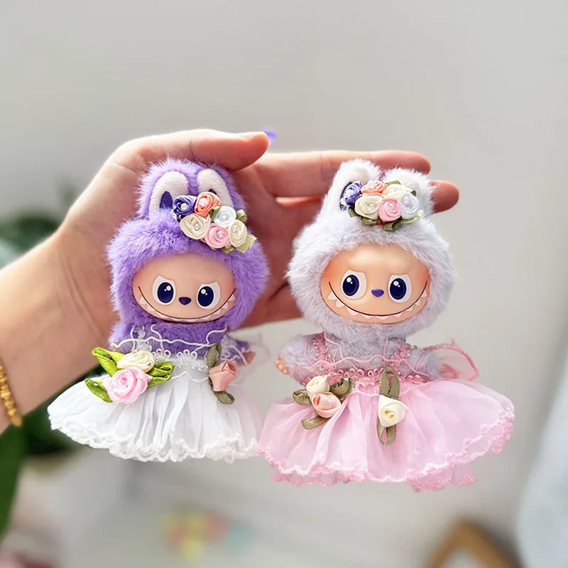 

4th Gen Mini Labubu Fairy Wing Tulle Skirt Outfit for 10cm Doll, Butterfly Wings Changeable Dress with Magic Wand Accessories