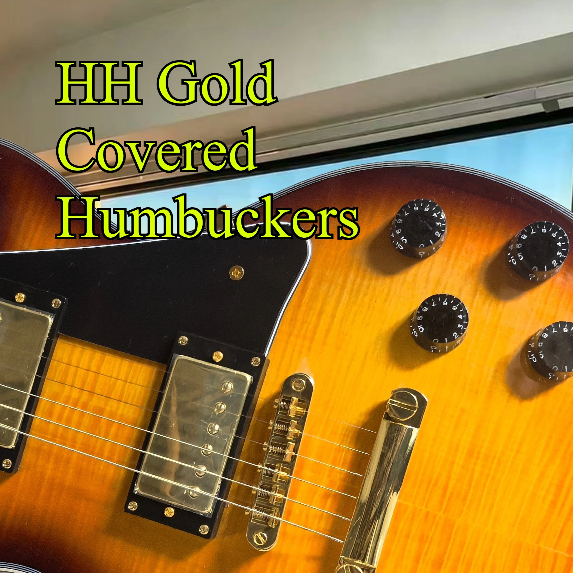 Vintage Sunburst Tiger Flame LPQ Electric Guitar HH Gold Covered Humbuckers Multi‑Layer Binding Gold Hardware Free Shipping