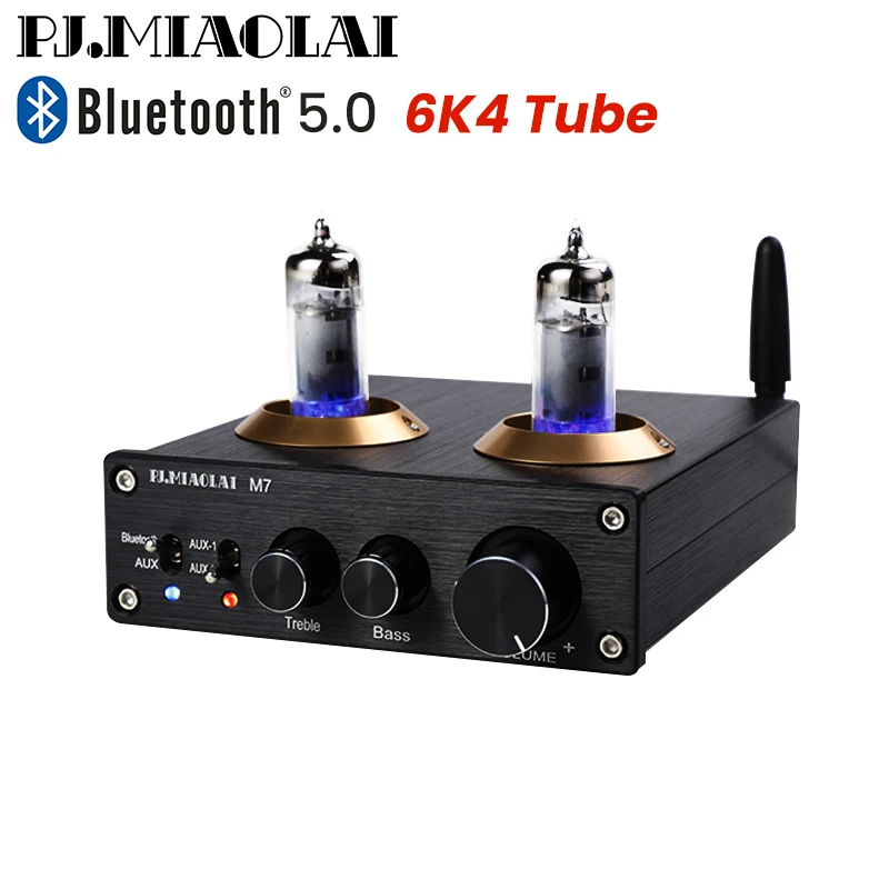 

PJ.MIAOLAI M7 Tube Preamplifier 6K4 HiFi Stereo Bluetooth 5.0 Pre-Tone Tube Amplifier Lossless Decoding Receiver