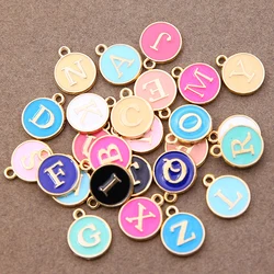 10/26PCS Mix colors A-Z Letter Charms Double Face Enamel Alphabet Initial Letter Pendants DIY Bracelet Jewelry Making