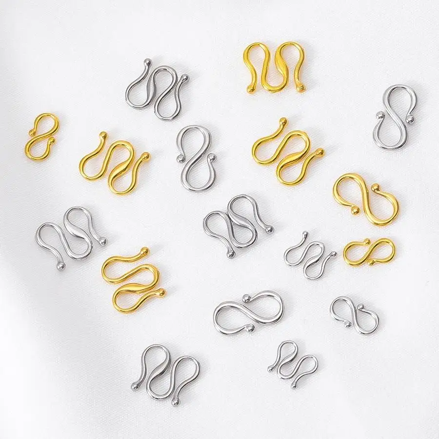 1/5/10/20/50/100pcs 18K Gold-Plated 304 Stainless Steel Buckle (M), Buckle (S), Necklace, Bracelet, Link Buckle, Clasp Buckle, C