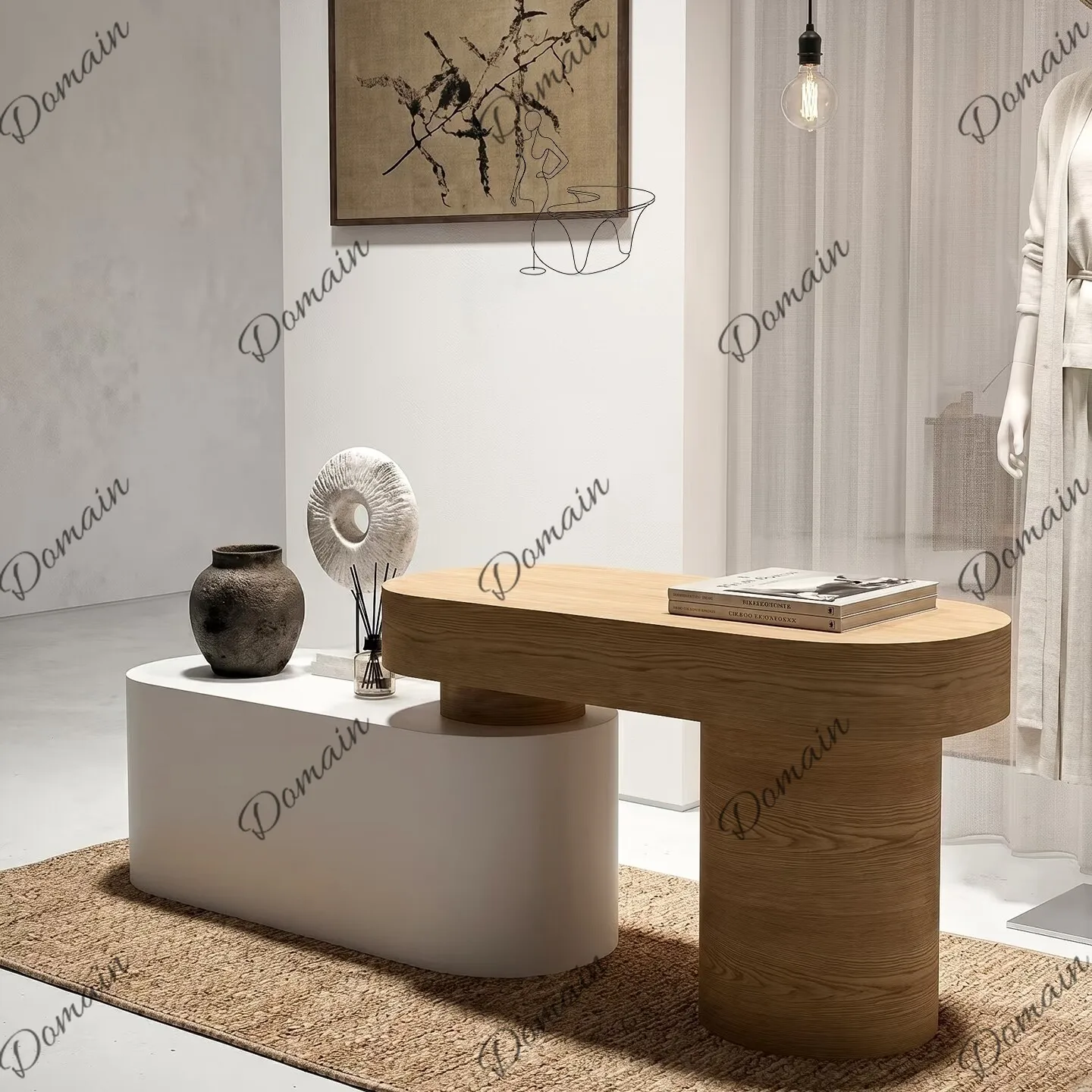 Custom walnut modern light luxury split display cabinet clothing store wooden display rack display cabinet Nakajima