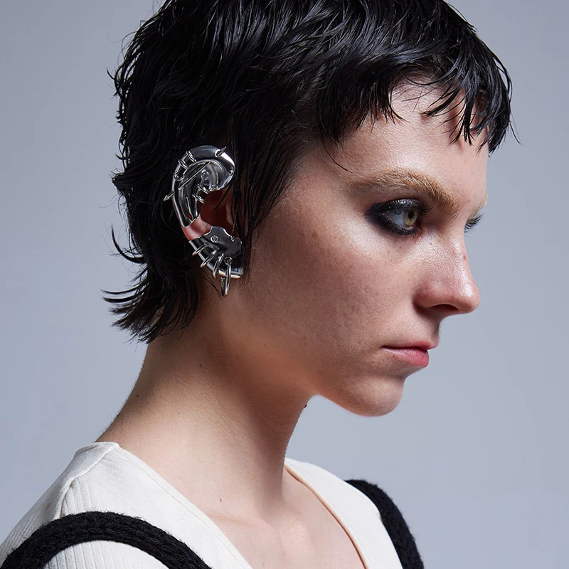 ZHUHE Thorn Piercing Earrings Cyberpunk Style For Women And Men Jewelry Accessories