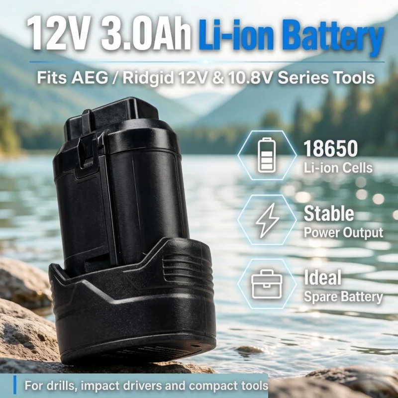 High Capacity 12V 3.0Ah L1215 Li-ion Battery Fit AEG Ridgid BS12C2 BSS12C Cordless Handheld Drilling Tools