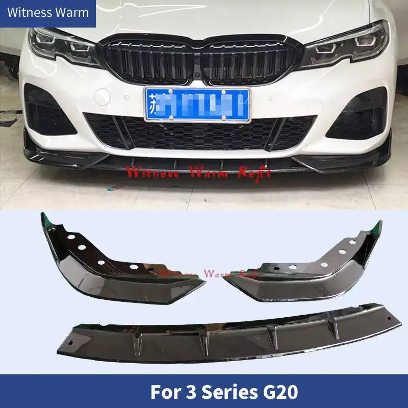 

Спойлер переднего бампера для 3 серии G20 G21 m Sport 2019 2020 Pp, матовый глянцевый черный карбоновый вид, передняя лопата