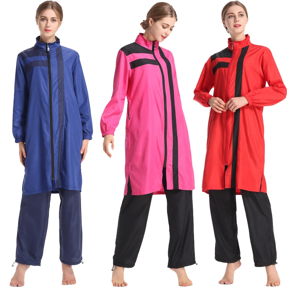 

Women Muslim Burkini Swimsuit Modest Swimwear Islamic Long Sleeve Full Cover Hijab Flower Dress Top Cap Swim Pants ​Bathing Suit