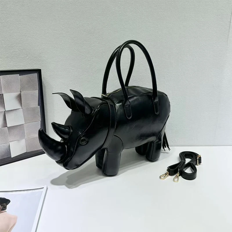 

Креативная сумка в форме носорога, модные сумки с животными, высококачественные сумки через плечо, новые однотонные женские сумки большой вместимости