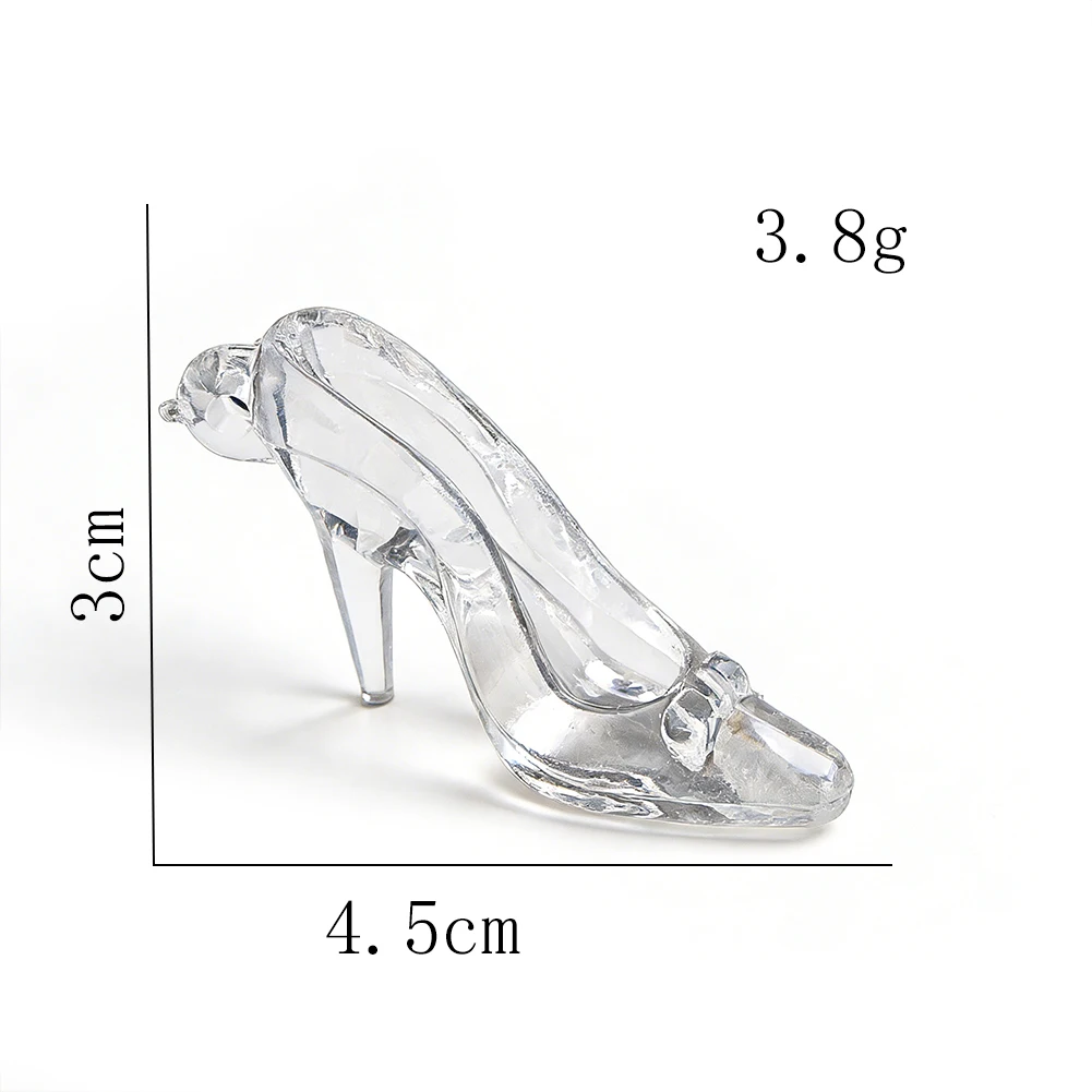 

E9 12Pcs 45mm Clear Acrylic High-heel Shoes Charms Pendant Dollhouse Figurines Miniatures Jewelry Making Keychain Wedding Decor