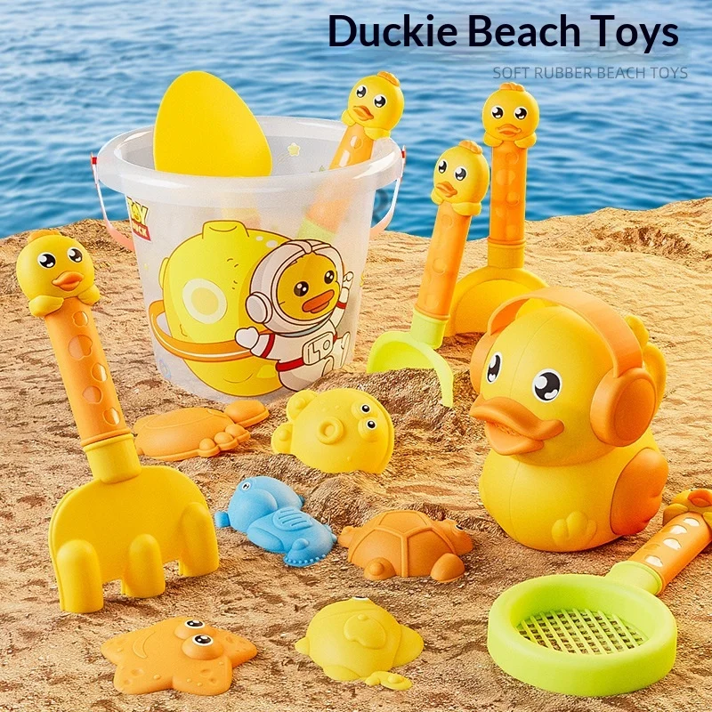 

Yellow Duck Children's Beach Toy Set Seaside Outdoor Sand Playing Water Beach Bucket Sand Digging Tool Beach Shovel