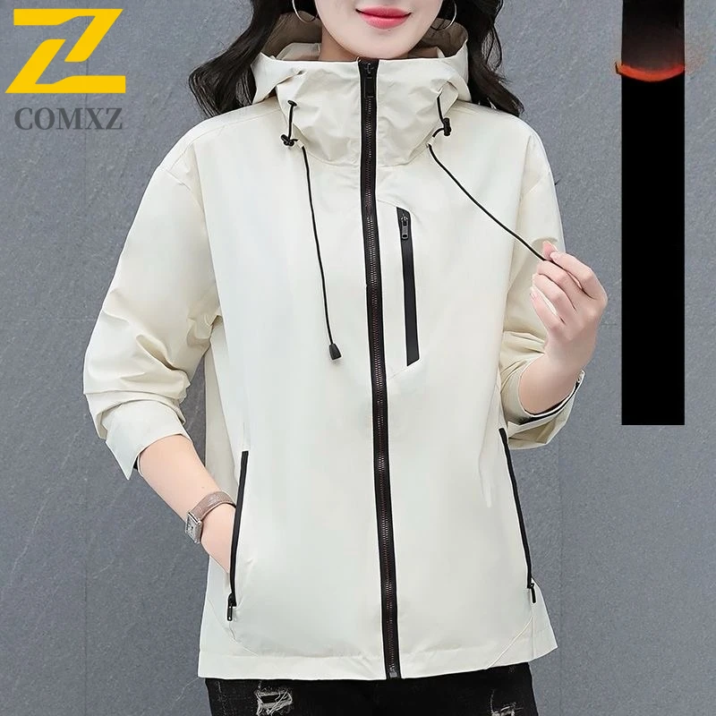 

COMXZ Color Block, двусторонняя одежда, унисекс, свободная водонепроницаемая ветровка с капюшоном, весна-осень 2021, повседневная куртка, пальто для мужчин и женщин