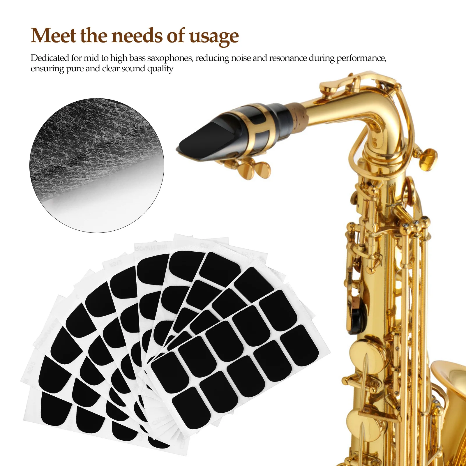 

94pcs Saxophone Mouthpiece Cushion Square Oval Strong Adhesive For Soprano Alto Tenor Clarinet Practice Concert Sax Mouthpiece
