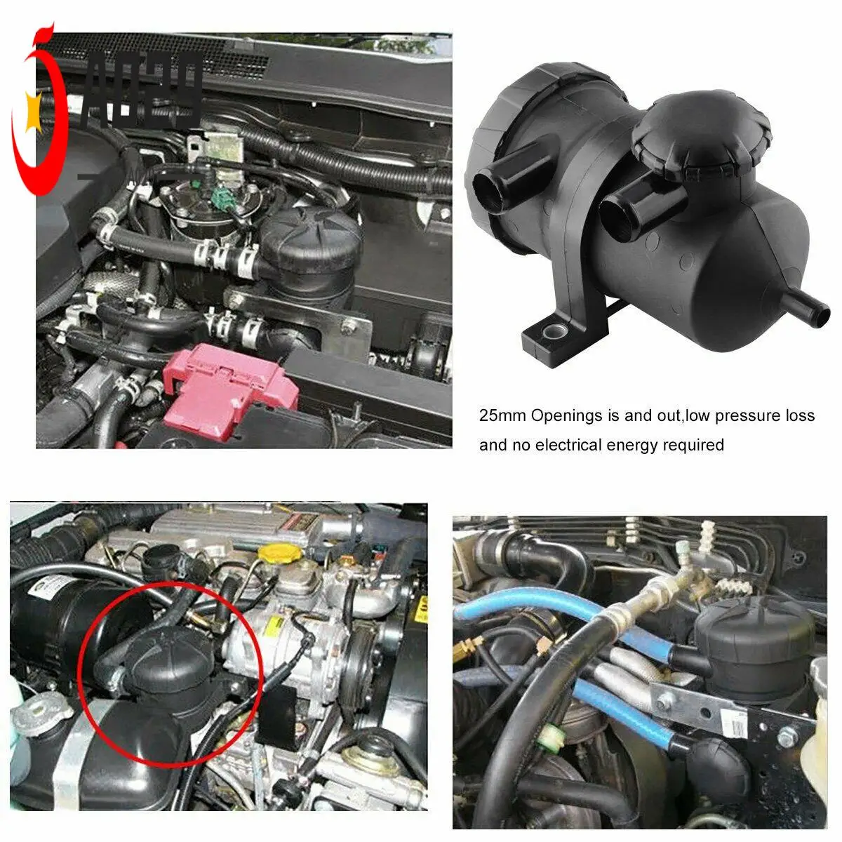 

A029-Air Oil Separator,Universal Oil Catch Can Reservoir Tank Stainless Breather Filter Kit For Ventilation 3931030955