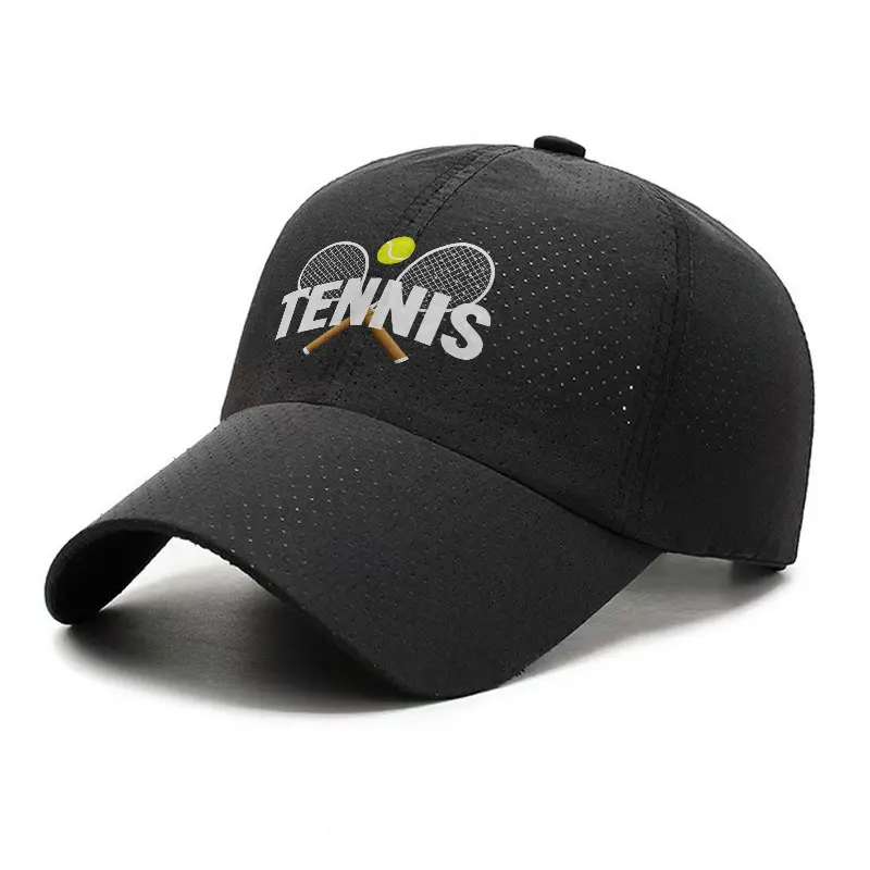 Tennis Rackets and Ball Quick Dry Baseball Cap Breathable Adjustable Sports Hat for Men and Women