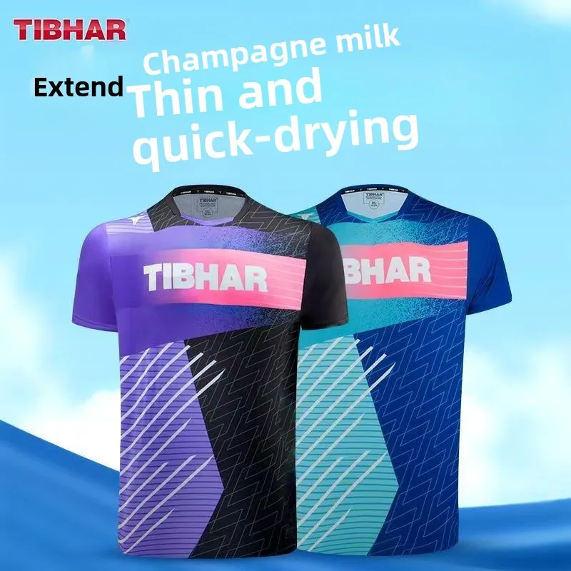 TIBHAR straight table tennis jersey short sleeved men's and women's competition jersey new summer breathable training jersey set