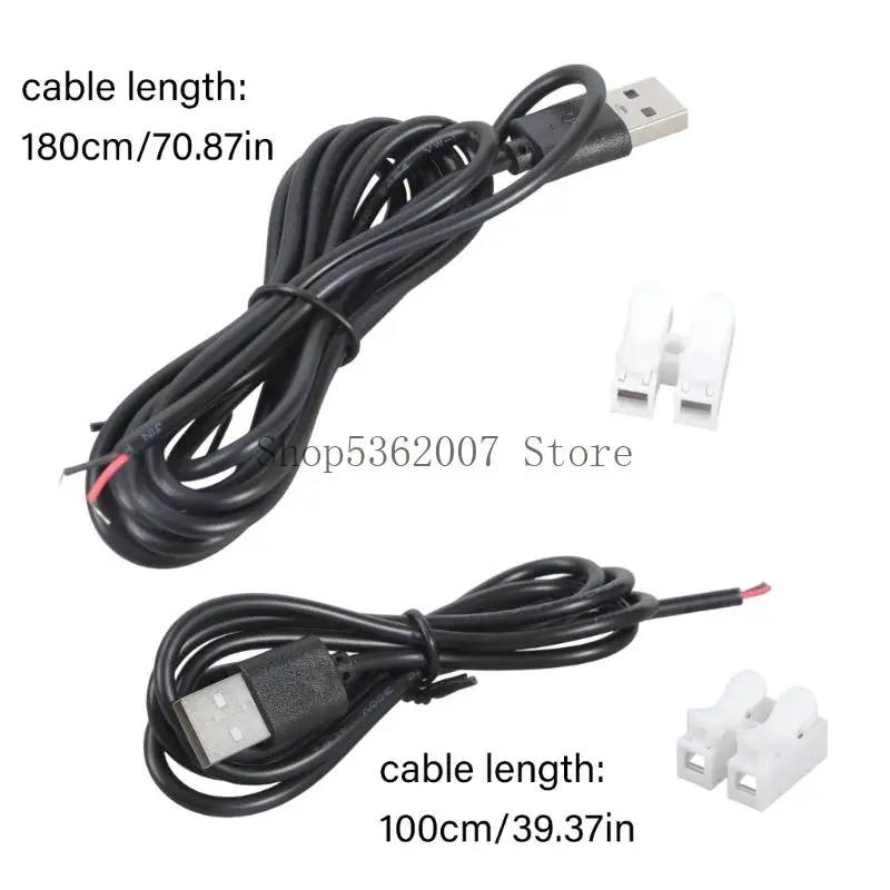 5V USB男性から2ピンスプリングターミナルブロックコネクタケーブル電子用40JB