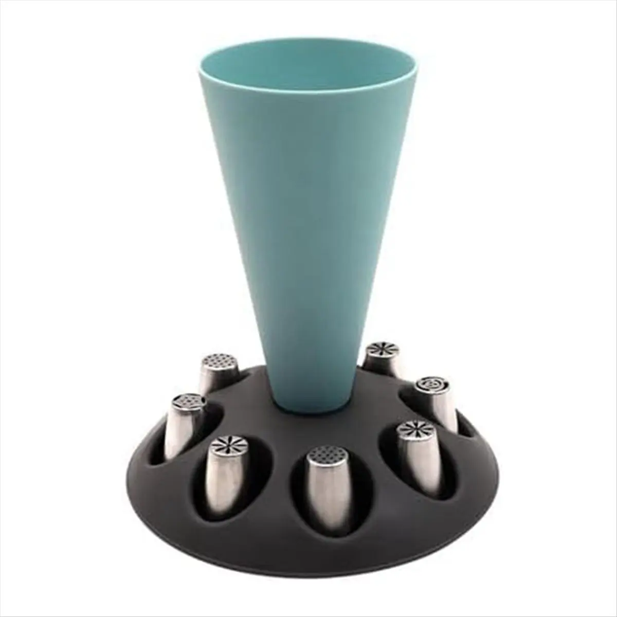E-Piping Bag Stand, Piping Bag Holder with 8 Slots Nozzles, Plastic Pastry Bag Stand for Cake Decorating Kit