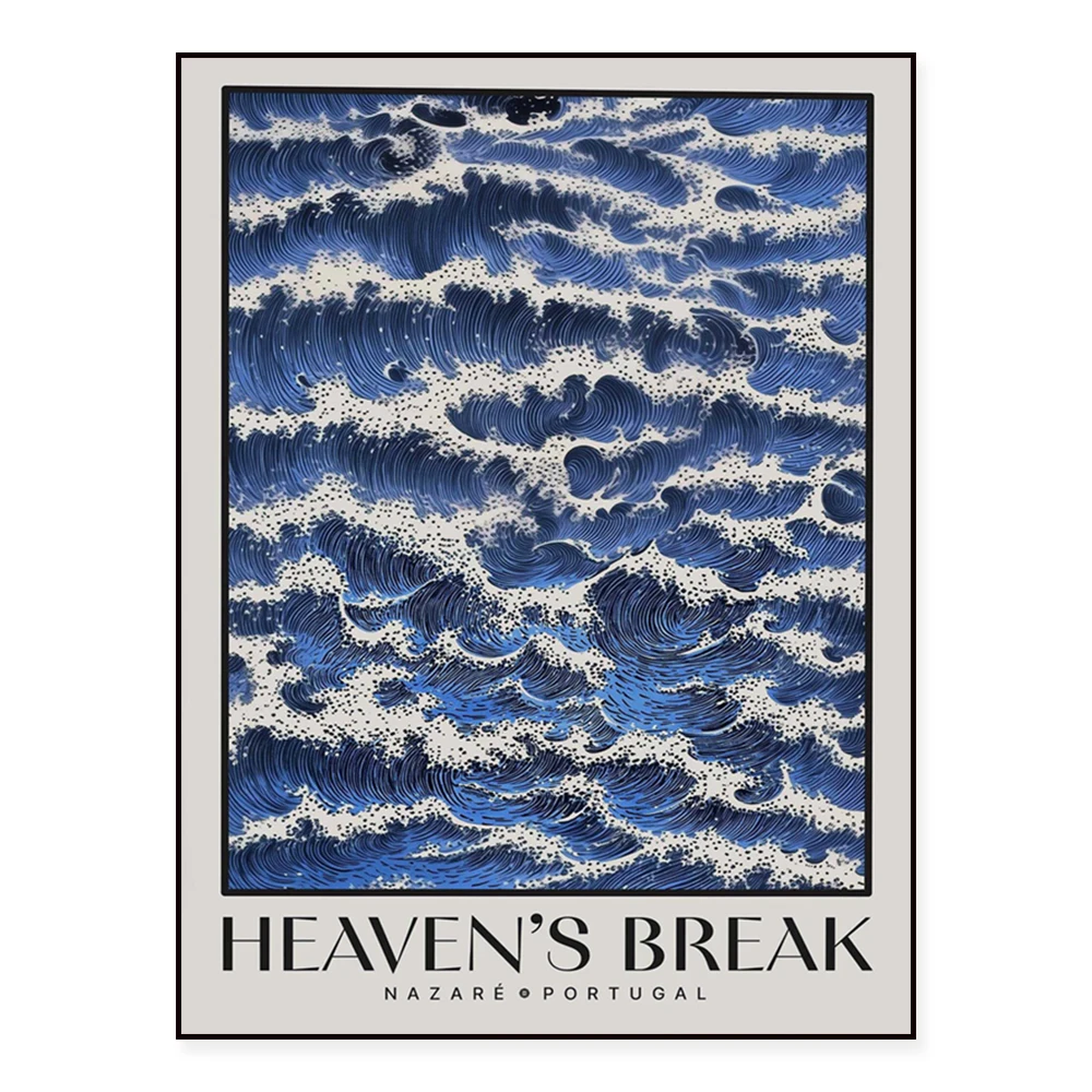 Paradise Waves Surfing Posters - Nazaré Portugal & Oahu Hawaii Beach Decorations Surfing Artwork Spiritual Marine Prints