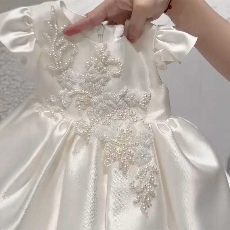 Hochwertiges Boutique-Kleid für Mädchen: Geburtstagskleid, Taufkleid, Prinzessinnenkleid für Hochzeiten und Klavierauftritte – Detail 3