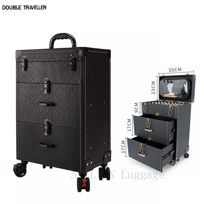 Trolley cosmetic case spinner wheels makeup dresser Beauty trolley luggage rolling suitcase professional  Large cosmetic bag New